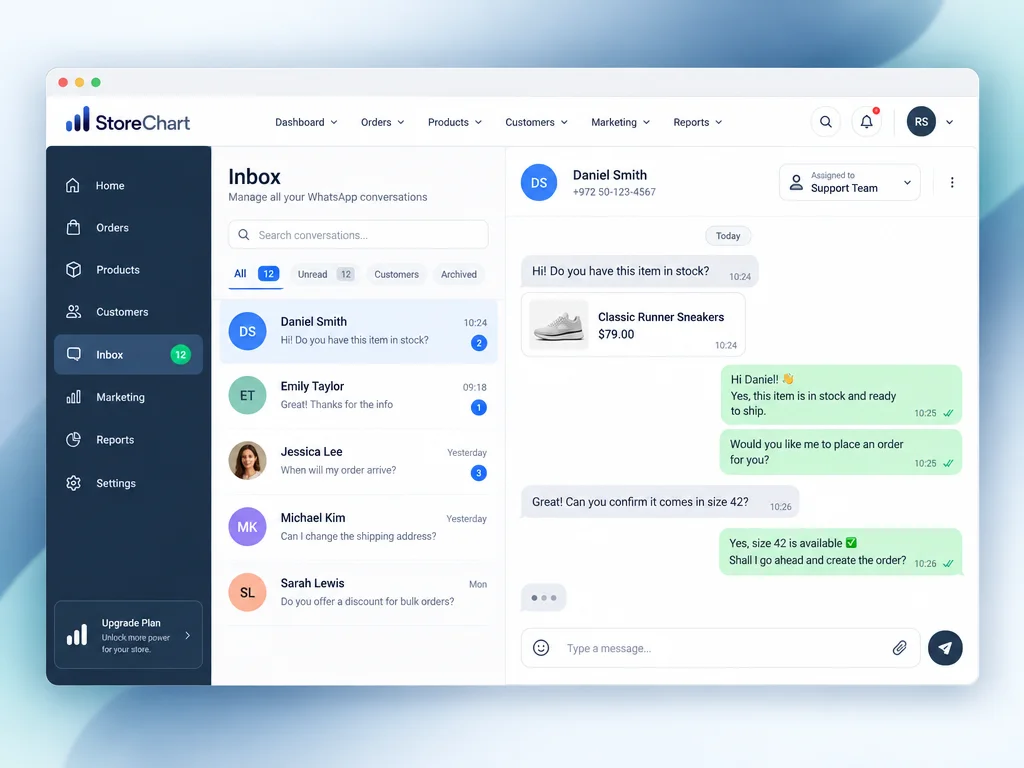 One WhatsApp inbox for your entire team, wired directly into your CRM